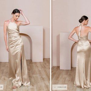 Satin Champagne Bridesmaids dress. Size 10